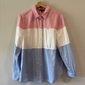 Tommy Hilfiger Pink, White, and Blue Shirt